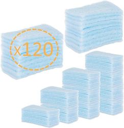 OrtoPrime 120 Éponges Savonneuses Jetables pour bébés, enfants et adultes -Gants de Toilette Jetables à Usage Unique -Gant toilette jetable pour Peau Sensible- Pack de 5 x 24 Éponges avec Savon.