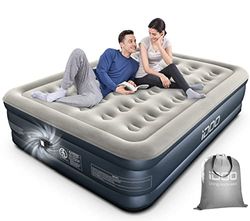 iDOO Matelas Gonflable 2 Personnes avec Pompe intégrée, Auto-gonflage/dégonflage en 3 Minutes, Lit Gonflable avec revêtement Confortable,Idéal en Camping 152 x 203 x 46 cm 295kg Max