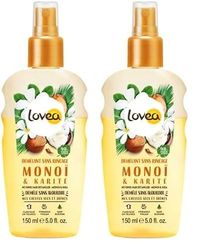 LOVEA - Démêlant Sans Rinçage - Monoï Et Karité - Démêle Sans Alourdir - Cheveux Secs & Abîmés - 98% D'Origine Naturelle - Sans Silicone - Vegan - Fabriqué En France - 150 ml (Lot de 2)