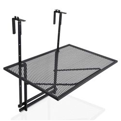 FANTASK Tavolo da balcone pieghevole in metallo, tavolo da balcone rettangolare pieghevole, portata 20 kg, 60,5 x 40,5 cm (nero)