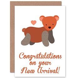 Wee Blue Coo NEW BABY ARRIVAL CONGRATULATIONS TEDDY BEAR ART GREETINGS GREETING CARD