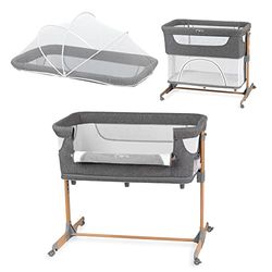 La Momi Smart-bed, 4-in-1, bijzetbed en box, voor kinderen tot 15 kg, met 5-traps hoogteverstelling, met matras, bevestigingsriemen en wielen