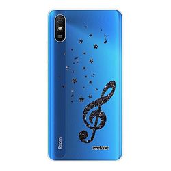 Evetane - Cover compatibile con Xiaomi Redmi 9A, in morbido silicone resistente, ultra resistente, sottile e trasparente, motivo: note musicali