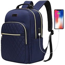 MODOKER Womens Laptop Backpack 15.6-Inch Laptop & Tablet, Laptop Backpack for Business Work Travel with USB Charging Port, Fashion College School Bookbag Casual Daypack, Blue