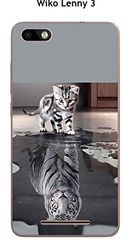 Coque Wiko Lenny 3 design Chat Tigre Blanc