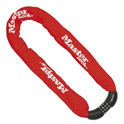 Master Lock Lucchetto Bici, Combinazione, 90 cm Catena, Rosso, 8392EURDPROCOLR, Da utilizzare con bici elettriche, da montagna, da strada, pieghevoli