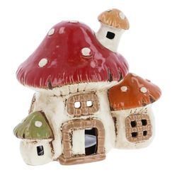 Shudehill Giftware Village Pottery Bougeoir Double et Triple Motif Maisons Rouges et Blanches