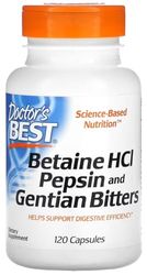 Doctor's Best - Bétaïne HCl Pepsine & Gentian Bitters | Soutien Digestif Naturel - 120 Capsules
