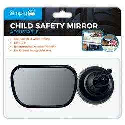 Simply BSM01 Adjustable Baby/Child Safety Car Mirror, 43 x 80 mm, for Forward Facing Child Seat, Increase Visibility, Universal Easy To Fit & Remove