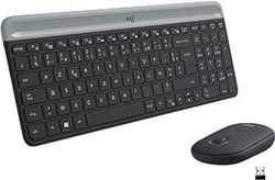 Logitech MK470 Slim Combo draadloze toetsenbord-muisset, 2,4 GHz verbinding via nano-USB-ontvanger, 10 m bereik, 18 maanden batterijduur, pc/laptop, Franse AZERTY-lay-out - grafiet