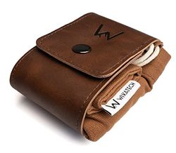 WIKA FlexBag: Bushcraft-tas van canvas, met afneembare, wasbare transporttas, bruin, ongewaxte katoenen stof, houder van echt leer, ademende paddenstoelzak, riemtas