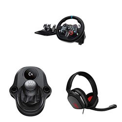 Logitech Bundle: G29 Driving Force Racing Wheel and Pedals Plus Gear Shifter Bundle Plus Astro A10 Headset (PS4 / PS3 and PC)
