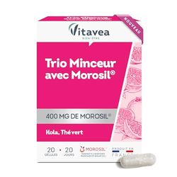 Vitavea - Trio d'actifs avec Morosil®, Kola et Thé Vert - Complément alimentaire avec un actif breveté provenant de l'orange sanguine - Riche en antioxydant et Vitamine C - 20 Gélules - 20 Jours