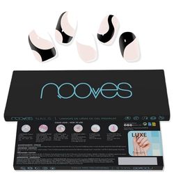 NOOVES - Gel nagelplattor | White Cow - Art Design | 20 st premium halvhärdade gelnaglar, nagelklistermärken för gelnaglar, inkluderar 1 nagelfil och 1 orange stick, vegansk