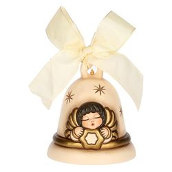 THUN, Campana de cerámica con ángel, colección Magia de Navidad, Campanilla de edición Limitada 2024 de colección, Idea de Regalo para Navidad, 7,1 x 7,1 x 7,8 cm, Color champán