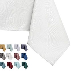 AmeliaHome Gaia Lotus Effect Water-Repellent Polyester Tablecloth 140 x 400 cm White