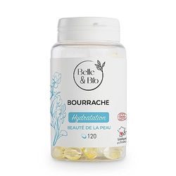 HYDRATATION VISAGE & BEAUTÉ DE LA PEAU - Huile de Bourrache Biologique - 120 capsules - Complément Alimentaire BELLE&BIO - Fabriqué en France