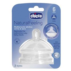 Chicco NaturalFeeling Tetina suave de silicone com fluxo papa para bebé, 6 m +
