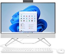 HP - 24-cb0000ss, Computer desktop da 23,8", All-in-one, tastiera e mouse wireless (AMD Ryzen 5 5500U, 16 GB RAM, 512 GB SSD, Windows 11 Home), bianco