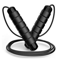 Springtouw - Springtouw Verstelbaar Voor Mannen Vrouwen Kinderen - Springtouw Voor Oefening Vetverbranding Workout Thuis of Gym Personal Training Touw Zwart