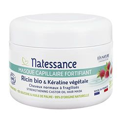 Natessance - Masque Capillaire Fortifiant - Ricin Bio & Kératine Végétale - Certifié Bio Cosmos Organic Pot de - 200 ml