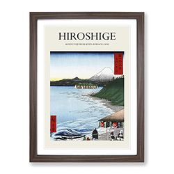 The Seven Ri Beach By Utagawa Hiroshige Exhibition Museum Asian Japanese Framed Wall Art Print, Ready to Hang Picture for Living Room Bedroom Home Office Décor, Walnut A3 (34 x 46 cm)