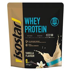 Isostar - Whey Protein - Poudre de Protéine de Lait pour Boisson Hyperprotéinée - Saveur : Vanille - Poids : 570 g (19 boissons) - 212496