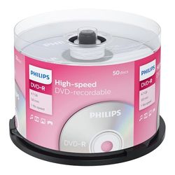 Philips DVD-R High-speed (4.7 GB /120 minuten video, 1-16x snelheid, 50 stuks Spindel)