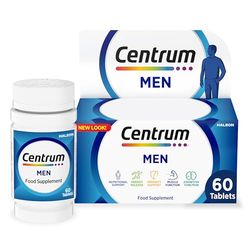 Centrum Men Multivitamin Tablets for Men, 60 Tablets, Vitamins with 23 Essential Nutrients, including Vitamin C, D and Zinc, (Packaging and Tablet colour may vary slightly)
