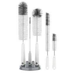 MR.SIGA 5-pack flessenborstelreinigingsset met opberghouder, flesreinigingsborstel met lange smalle hals, waterfles, babyfles, drinkglas