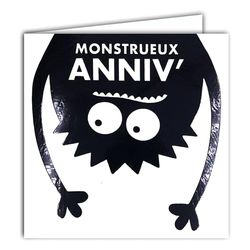 22222 Monsterlijke vierkante kaart, verjaardag, glanzend, zwarte spinnensilhouet, met witte envelop 15 x 15 cm, creatie-editie, print gemaakt in Frankrijk, collectie droom van woorden