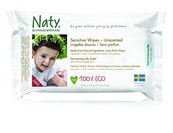 Eco by Naty Babycare, Eco Baby Wipes Unscented, 56 Nappies