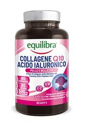 Equilibra, Collagène Q10 Acide Hyaluronique, Bien-être et Beauté de la Peau, à Base de Collagène Hydrolysé, Acide Hyaluronique, Coenzyme Q10, Vitamines C et E, 90 Comprimés