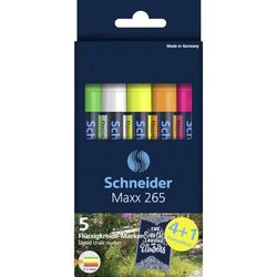 Schneider Maxx 265 - Rotuladores de tiza (2-3 mm, grosor de trazo, borrado en húmedo, a base de agua, sin olor, 5 unidades)