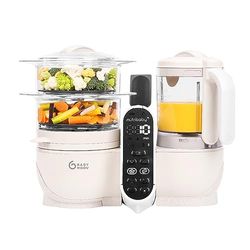 Babymoov Nutribaby(+), Robot Bebé Multifunciones 6 en 1, cocina al vapor, batidora. Ideal para cocinar en lote. Sin BPA, Garantía de por vida, Beige mineral