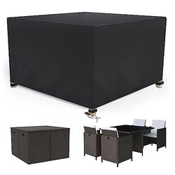 Armorget Copertura Tavolo Esterno Impermeabile 126x126x74 cm, 600D copertura Mobili da Esterno, Antivento, Anti-UV, Copertura Tavolo Giardino con Umidità e al Vento, Fibbie, Cordoncino Regolabile