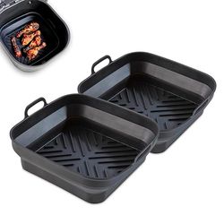 Tower T843092 Set di 2 Vassoi Quadrati Pieghevole Silicone Nero