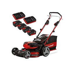 Einhell Corta-relvas a bateria GE-CM 36/47 S HW Li Kit Power X-Change (36 V, 47 cm de largura de corte, 700 m², auto-propulsado, Brushless, função de mulching, com 4 x 4,0 Ah baterias, 2 x