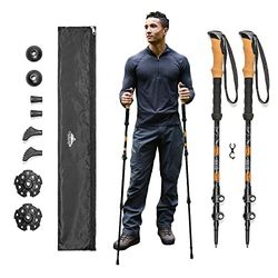 Cascade Mountain Tech Aluminum Quick Lock Trekking Poles Bastões, unissexo, preto cortiça laranja, tamanho único