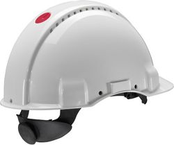 3M G3000 Capacete de segurança branco com ventilação, arnês de roleta e faixa de suor de plástico (1 capacete/caixa), branco, 0