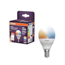 OSRAM SMART Zigbee ampoule LED forme mini sphérique, P40 TW gradable 4.9W dépoli E14, blanc, protection IP20, pour usage privé et commercial