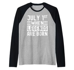 1 luglio Bday 1 luglio Regalo di compleanno Maglia con Maniche Raglan