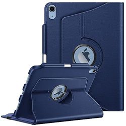 Fintie Funda Giratoria Compatible con iPad 2022 (10.ª Generación) de 10,9" con Soporte Integrado para Pencil - Rotación de 360 Grados Carcasa Auto-Reposo/Activación, Azul Oscuro