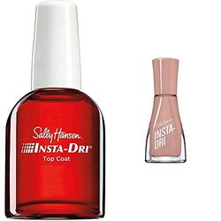 Sally Hansen Insta-Dri Top Coat, 13.3ml & Insta-Dri Quick Drying Nail Polish, Buff and Tumble, Nude Shades - 9.17 ml