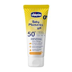 Chicco Mineralny krem przeciwsłoneczny SPF 50 +, dla dzieci, wodoodporny, doskonała ochrona przed UVA, UVB i Podczerwieni, 0 miesięcy +, 75 ml