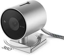 HP 950 Webcam 4K Pro, Campo visivo da 103°, Riconoscimento facciale, Correzione Automatica Luminosità, Compatibile con Zoom, Teams, Twitch, Youtube, Windows 11, Chrome e macOS, Argento