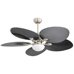 Eden pulse Ventilator nikkel en zwart, 24 W, 2950 lm, 5 vleugels, 6 snelheden, bediening, geheugen, 36/48,5 x 132 x 132 cm
