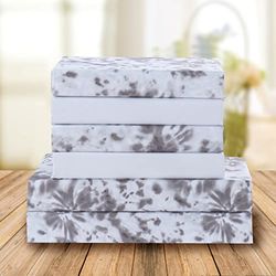 Elegant Comfort Luxe zachte lakens Tie Dye patroon 1500 draadtelling percal Egyptische kwaliteit zachtheid rimpel en vervaging bestendig (6-delig) beddengoed set, queen, Tie Dye grijs