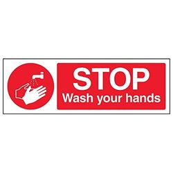 VSafety "Stop Wash Your Hands" Sign, Landschap, (Pack van 3)