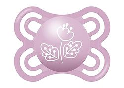 MAM Chupeta, 2-6 meses, com étina simétrica, plana, extra fina e flexível de silicone Skin Soft Silicone de fácil aceitação, com caixa auto-esterilizadora, MAM Perfect, rosa mate, pack de 1 unidade